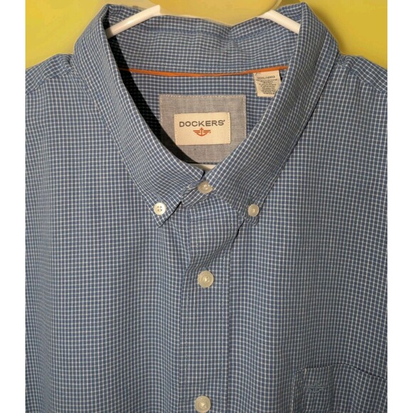 DOCKERS Classic Fit Men's Button Up Shift Blue Plaid  Size XXL - Picture 3 of 7
